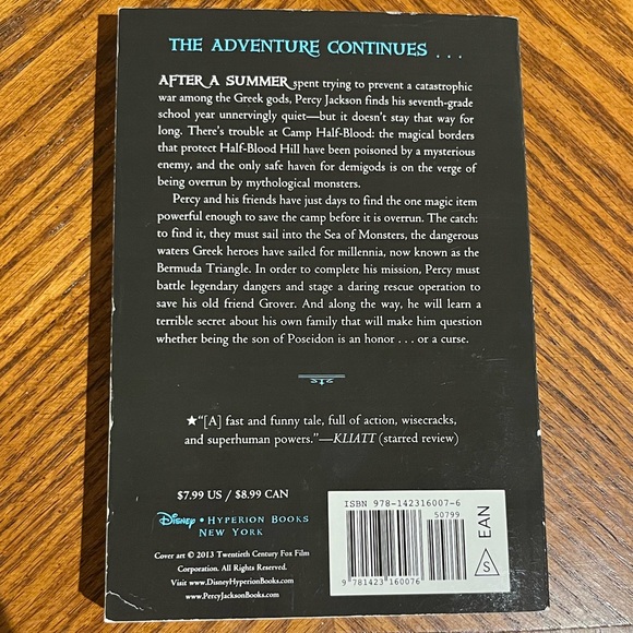 3/$20 Books: Percy Jackson & The Olympians The Sea of Monsters by Rick Riordan - Picture 2 of 2